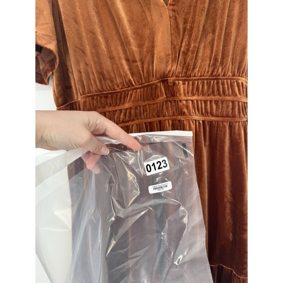 Orange Velvet Dress Women's Cocktail Party Dress Fall Winter Babydoll Fit Flare - Picture 7 of 9